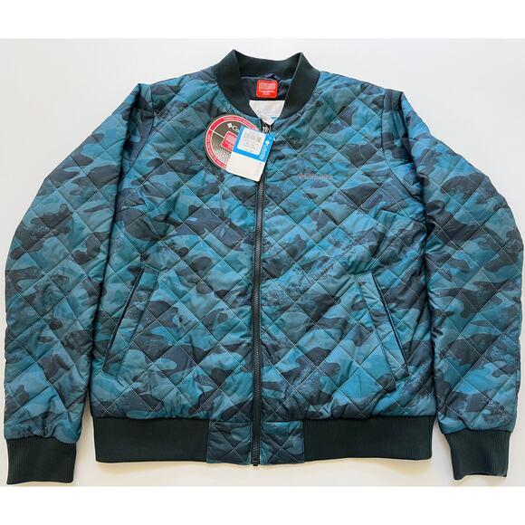 Columbia Hawlings Hill Bomber Jacket Thermal Coil-Blue Black Camo Size XL $160 - Picture 7 of 10